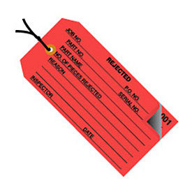 2 Part Inspection Tag Rejected Pre Strung, #5 4-3/4"L x 2-3/8"W Red, 500/Pk