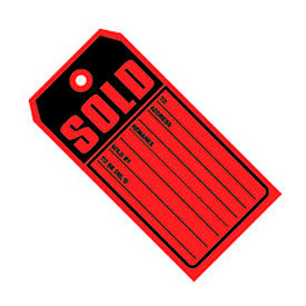 "SOLD" Tag #5, 4-3/4"L x 2-3/8"W, Red, 1000/Pack