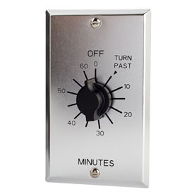 60 Minute Spring Wound Twist Timer, 125-277V, SPDT, Metal Wallplate