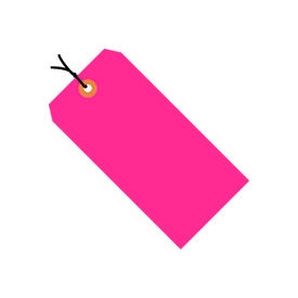 Pre Strung Shipping Tag, #1, 2-3/4"L x 1-3/8"W, Fluorescent Pink, 1000/Pk