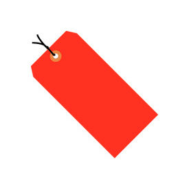 Shipping Tag Pre Strung, #2, 3-1/4"L x 1-5/8"W, Fluorescent Red, 1000/Pk