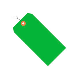 Pre Wired Shipping Tag, 3-1/4"L x 1-5/8"W, Fluorescent Green, 1000/Pk