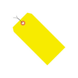 Shipping Tags, Pre Wired, #5, 4-3/4"L x 2-3/8"W, Fluorescent Yellow, 1000/Pack