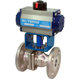 2" SS Split Body ANSI 150# Flanged Ball Valve with Spring Return Pneumatic Actuator