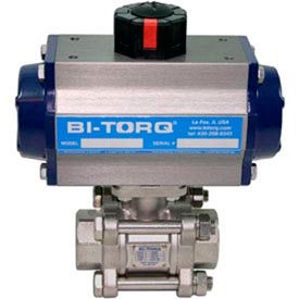 3/8" 3-Pc SS NPT Ball Valve with Spring Return Pneumatic Actuator