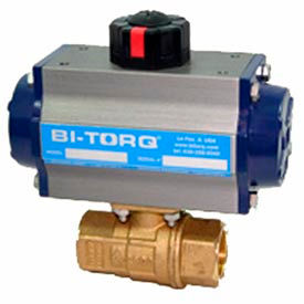 3/4" 2-Pc Brass NPT Ball Valve With Spring Return Pneumatic Actuator