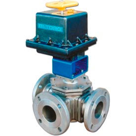 3" 3-Way L-Port SS 150# Flanged Ball Valve W/NEMA 4 115VAC