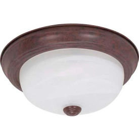 2 Light - 11" - Flush Mount - Alabaster Glass Old Bronze