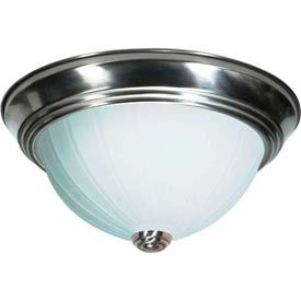 2 Light - 11" - Flush Mount - Frosted Melon Glass Brushed Nickel