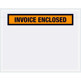 Panel Face Envelopes, "Invoice Enclosed" Print, 5-1/2"L x 7"W, Orange, 1000/Pack
