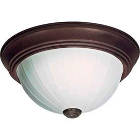 2 Light - 13" - Flush Mount - Frosted Melon Glass Old Bronze