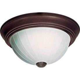 3 Light - 15" - Flush Mount - Frosted Melon Glass - Old Bronze