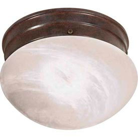1 Light - 8" - Flush Mount - Small Alabaster Mushroom Old Bronze