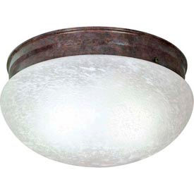 2 Light - 12" - Flush Mount - Large Alabaster Mushroom - Old Bronze