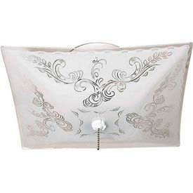2 Light - 12" - Ceiling Fixture - Square Floral / w/Pull Chain White