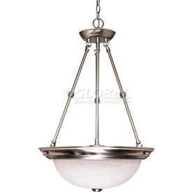 3 Light - 15" - Pendant - Alabaster Glass Brushed Nickel