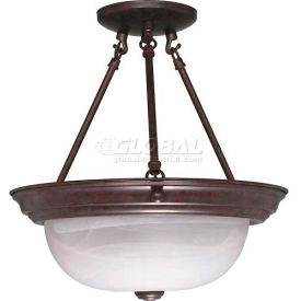 2 Light - 13" - Semi-Flush - Alabaster Glass Old Bronze