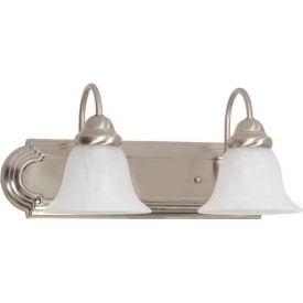 60/320 Ballerina 2 Light - 18" - Vanity with Alabaster Glass Bell Shades - Brushed Nickel
