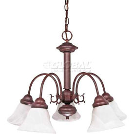 60/183 Ballerina 5 Light 24" Chandelier with Alabaster Glass Bell Shades Old Bronze