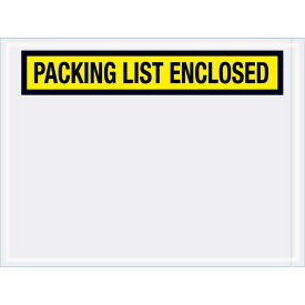 Panel Face Envelopes, "Packing List Enclosed" Print, 6"L x 4-1/2"W, Yellow, 1000/Pack