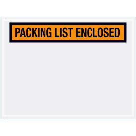 Panel Face Envelopes, "Packing List Enclosed" Print, 6"L x 4-1/2"W, Orange, 1000/Pack