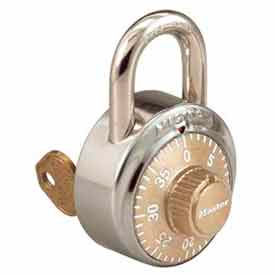 No. 1525GLD General Security Combo Padlock - Key Control - Gold dial