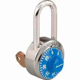 No. 1525LFBLU General Security Combo Padlock - Key Control - LF Shackle - Blue