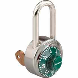 No. 1525LFGRN General Security Combo Padlock - Key Control - LF Shackle - Green