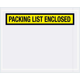 Panel Face Envelopes, "Packing List Enclosed" Print, 5-1/2"L x 4-1/2"W, Yellow, 1000/Pack