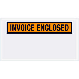 Panel Face Envelopes, "Invoice Enclosed" Print, 10"L x 5-1/2"W, Orange, 1000/Pack