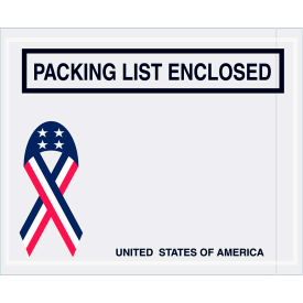 Panel Face Envelopes, "Packing List Enclosed" Print, 5-1/2"Lx4-1/2"W, Rd/Wht/Blue,1000/Pk