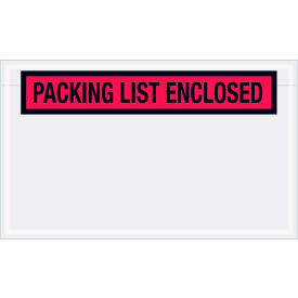 Panel Face Envelopes, "Packing List Enclosed" Print, 7-1/2"L x 4-1/2"W, Red, 1000/Pack