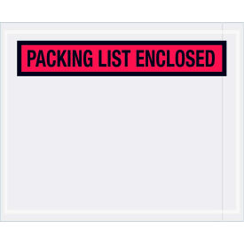Panel Face Envelopes, "Packing List Enclosed" Print, 5-1/2"L x 4-1/2"W, Red, 1000/Pack