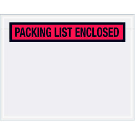 Panel Face Envelopes, "Packing List Enclosed" Print, 7"L x 5-1/2"W, Red, 1000/Pack