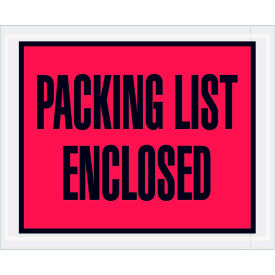 Full Face Envelopes, "Packing List Enclosed" Print, 5-1/2"L x 4-1/2"W, Red, 1000/Pack