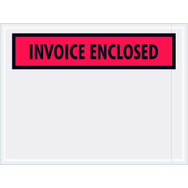 Panel Face Envelopes, "Invoice Enclosed" Print, 6"L x 4-1/2"W, Red, 1000/Pack