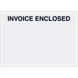 Panel Face Envelopes, "Invoice Enclosed" Print, 7"L x 5"W, Clear, 1000/Pack