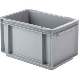 Euro-Fix Solid Container, 12"L x 7-7/8"W x 6-3/4"H, Gray, Polypropylene