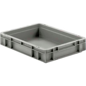 Euro-Fix Solid Container, 16"L x 11-7/8"W x 3"H, Gray, Polypropylene