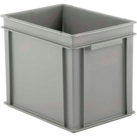 Euro-Fix Solid Container, 16"L x 11-7/8"W x 12-5/8"H, Gray, Polypropylene