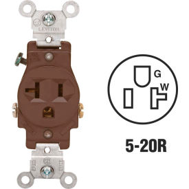 20A, 125V, NEMA 5-20R, 2P, 3W, Single Receptacle, Grounding, Brown