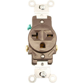 20A, 250V, NEMA 6-20R, 2P, 3W, Single Receptacle, Grounding, Brown