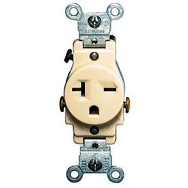 20A, 250V, NEMA 6-20R, 2P, 3W, Single Receptacle, Grounding, Ivory