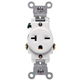 20A, 250V, NEMA 6-20R, 2P, 3W, Single Receptacle, Grounding, White