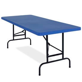 Adjustable Height Plastic Folding Table, 30" x 72", Blue