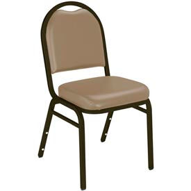 Banquet Stacking Chair - 2" Vinyl Seat - Dome Back - Beige Seat with Brown Frame