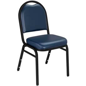 Banquet Stacking Chair - 2" Vinyl Seat - Dome Back - Blue Seat with Black Frame