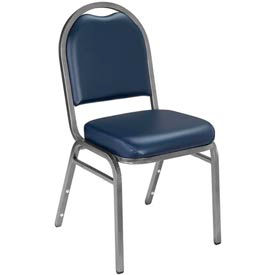 Banquet Stacking Chair - 2" Vinyl Seat - Dome Back - Blue Seat with Silver Frame