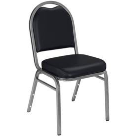 Banquet Stacking Chair - 2" Vinyl Seat - Dome Back - Black Seat with Silver Frame