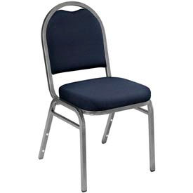 Banquet Stacking Chair - 2" Fabric Seat - Dome Back - Blue Seat with Silver Frame